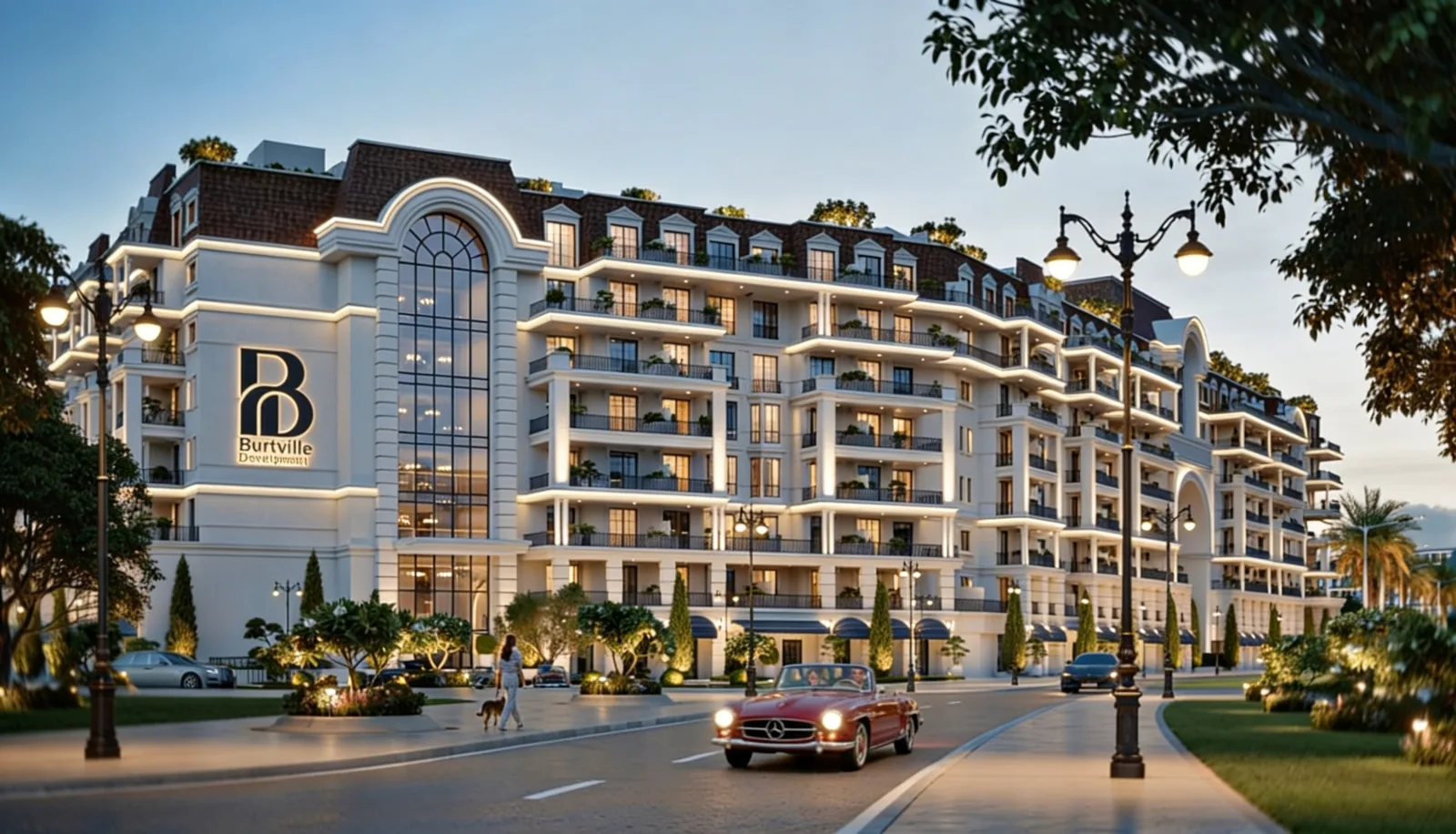 Palatial facade and grand entrance