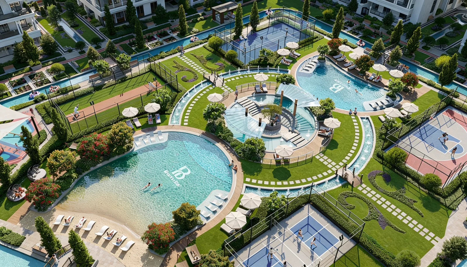 Resort pools and gardens